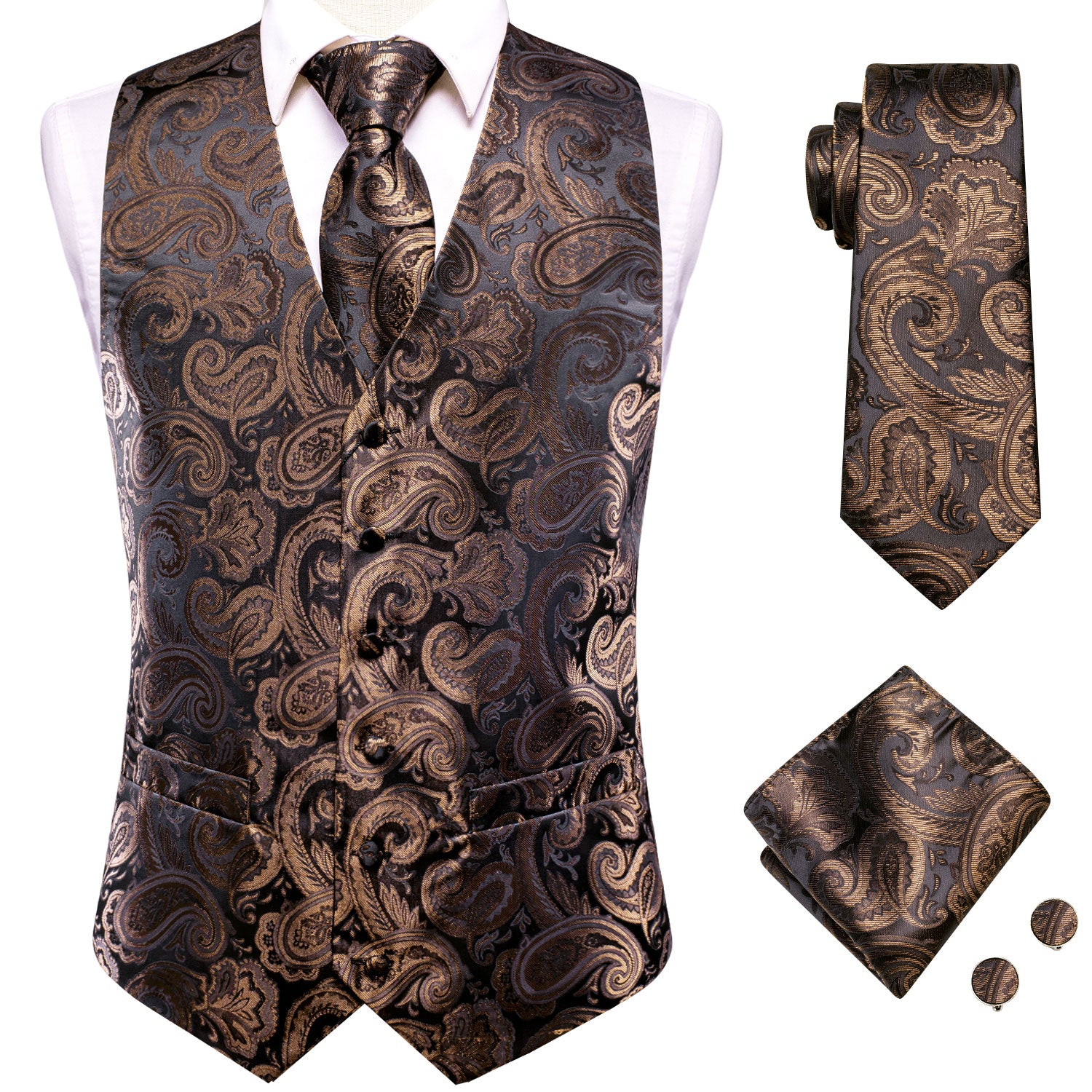 Silk Men's Vests Tie Set