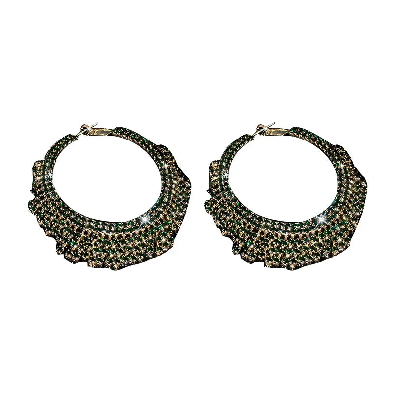 Full Rhinestone Large Hoop Earrings