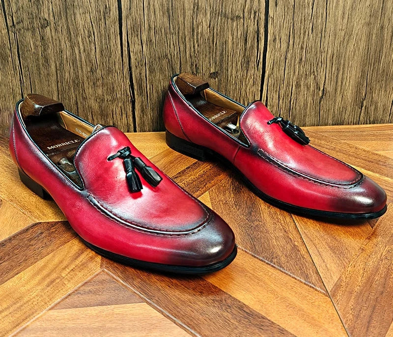 Bespoke Tassel Slip On Men Loafer Shoes