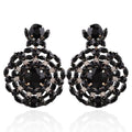 Black Round Rhinestone Shiny Earrings