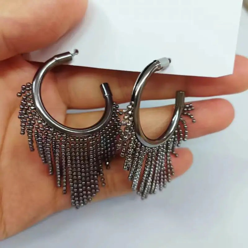 Full Rhinestone Large Hoop Earrings