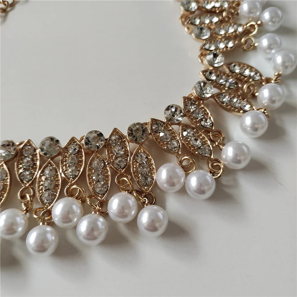 Pearls Choker Necklace Earrings