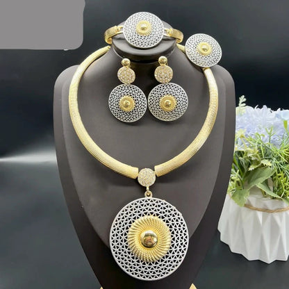 Gold Plated Large Round Jewelry Set