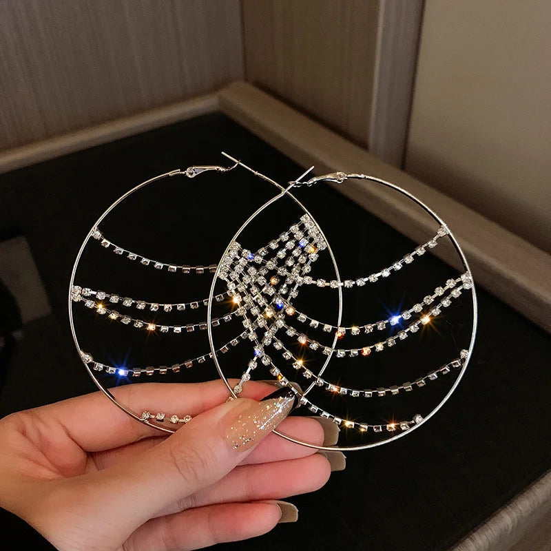 Full Rhinestone Large Hoop Earrings