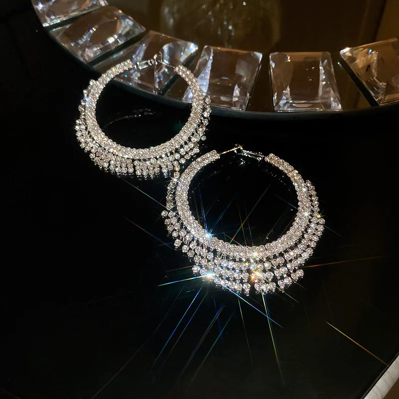 Full Rhinestone Large Hoop Earrings