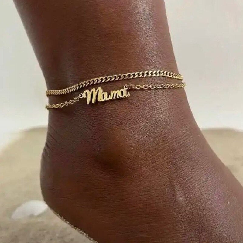 Personalized Butterfly Crown Name Anklet