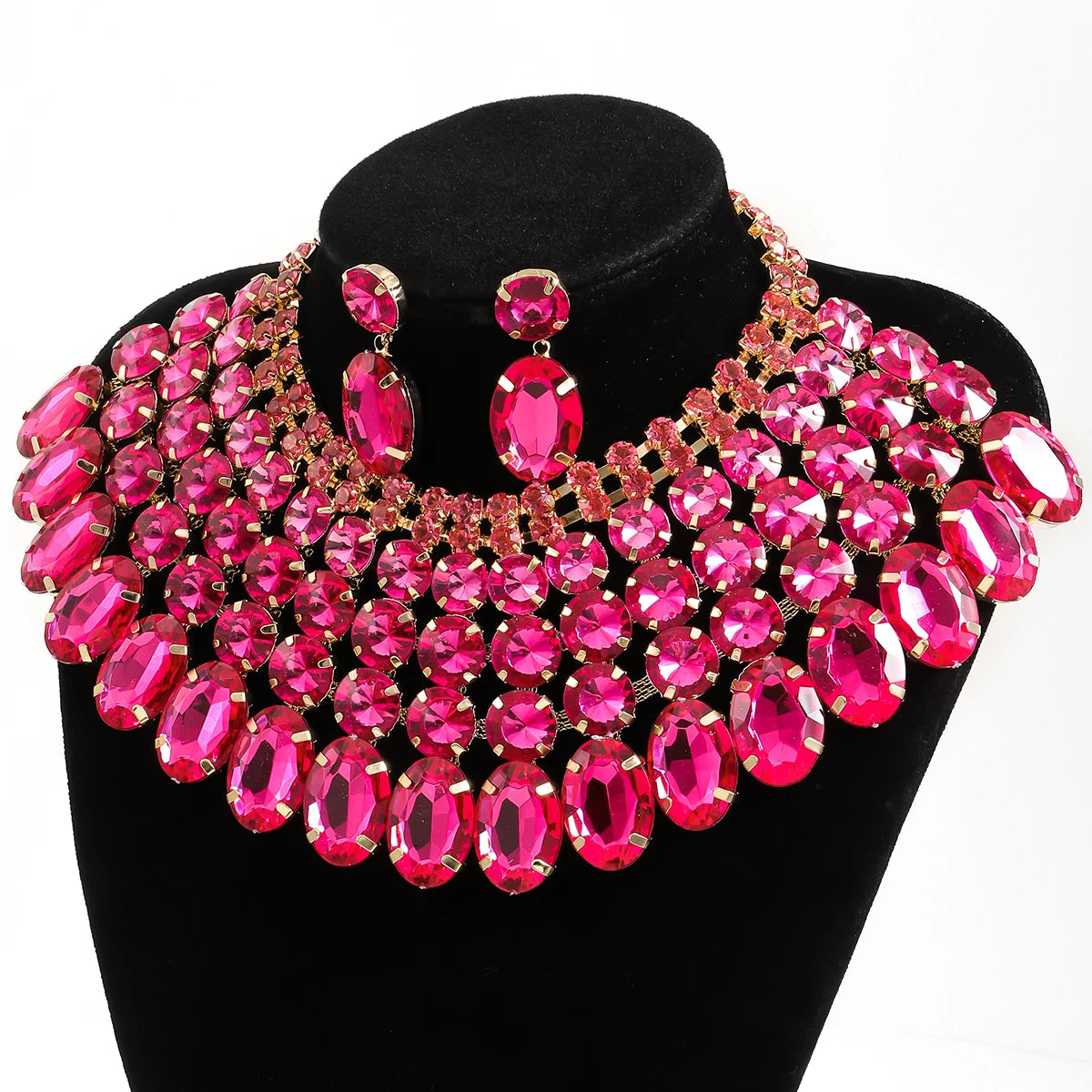 Exaggerated Style Rhinestone Jewelry Set