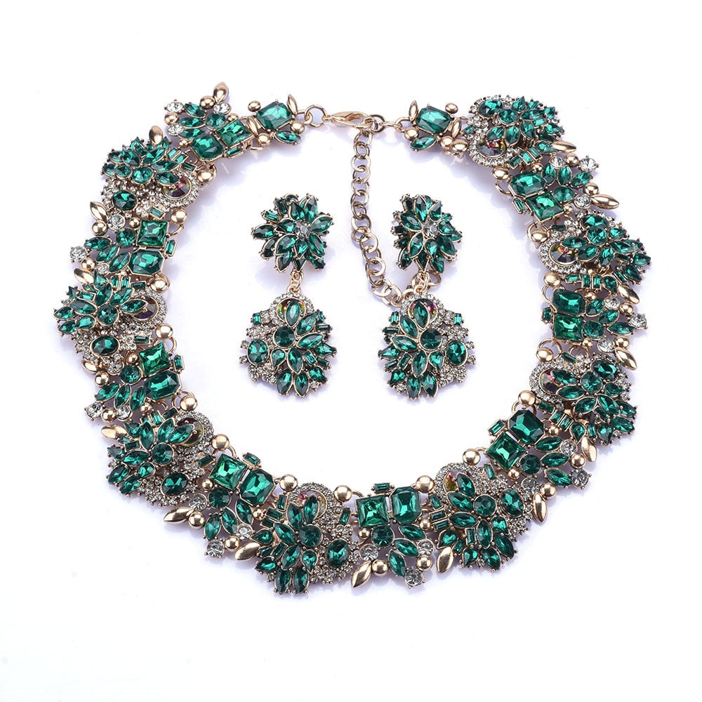 Green Rhinestone Choker Necklace