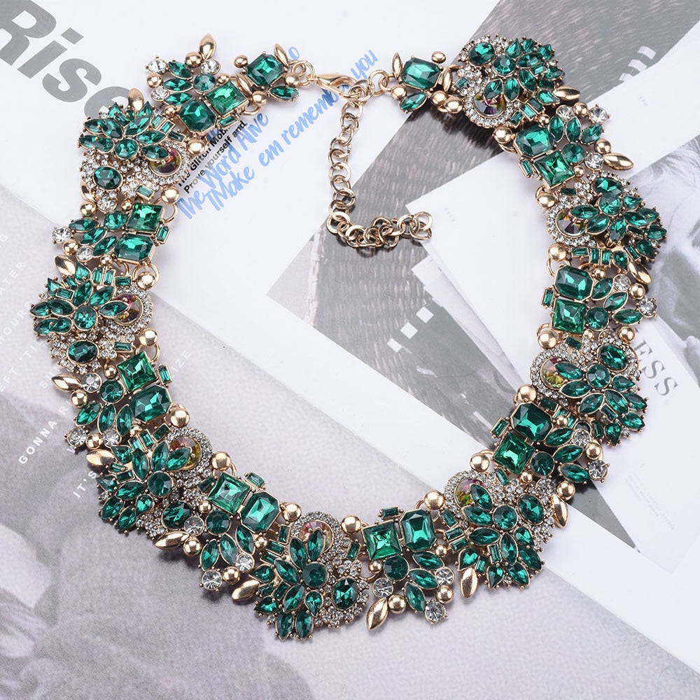 Green Rhinestone Choker Necklace