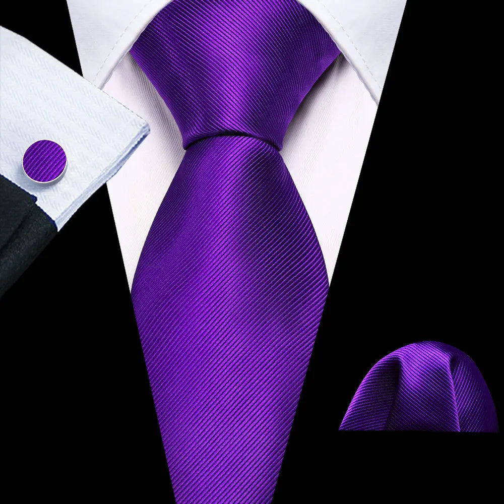 Dark Purple Plaid Tie Set