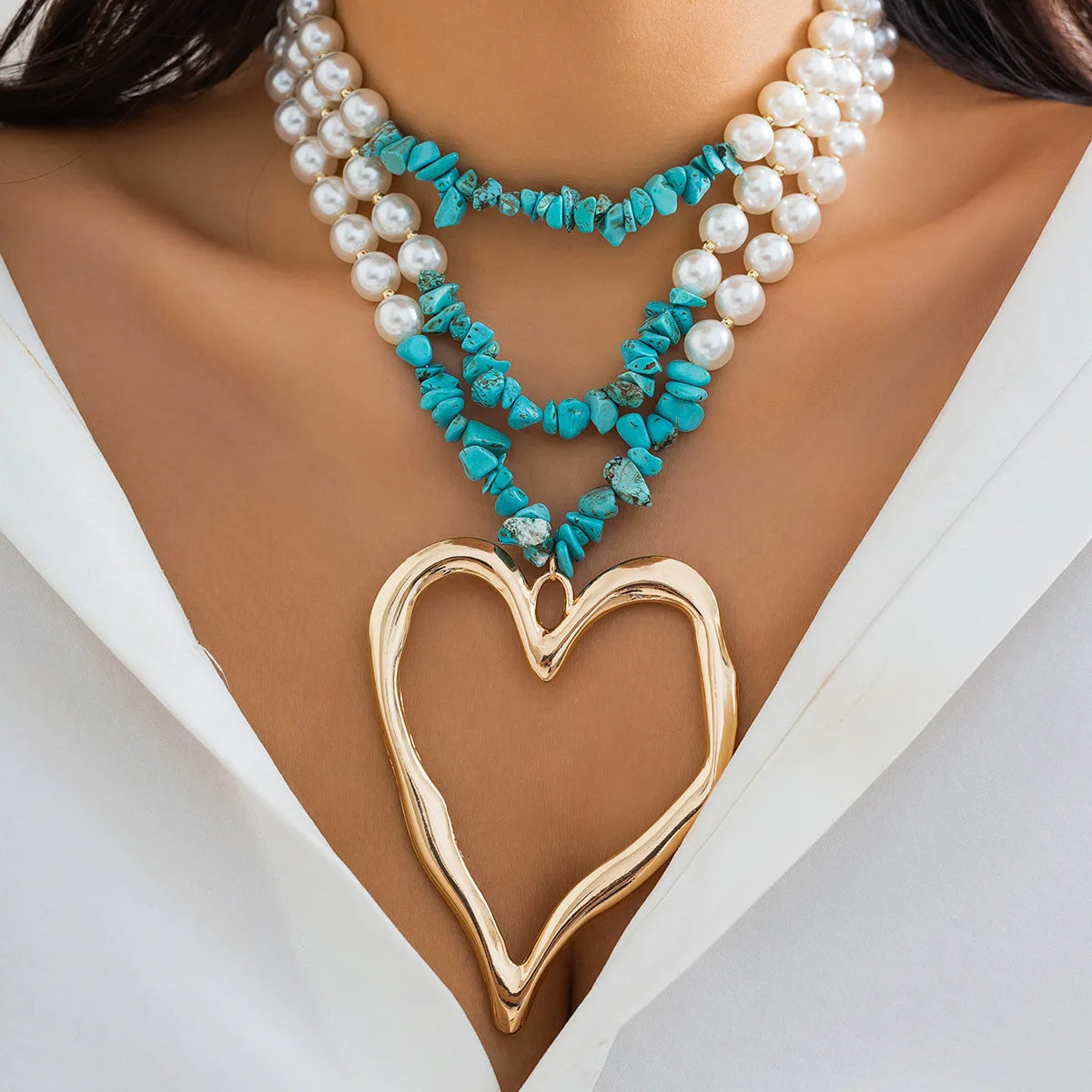 Exaggerated Pearl Bead Chain Necklace
