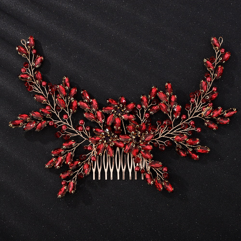 Full Crystal Champagne Headpiece