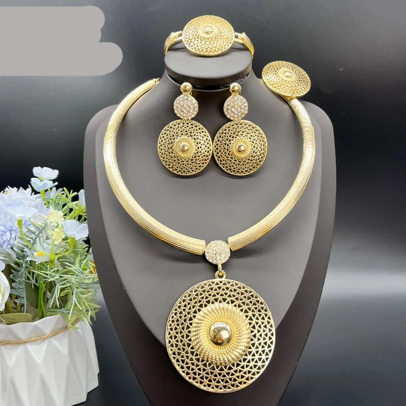 Gold Plated Large Round Jewelry Set