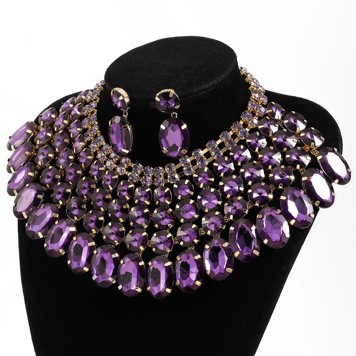 Exaggerated Style Rhinestone Jewelry Set