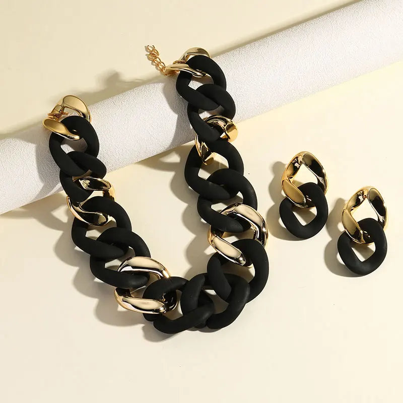 Trendy Goth Link Chain Jewelry Set