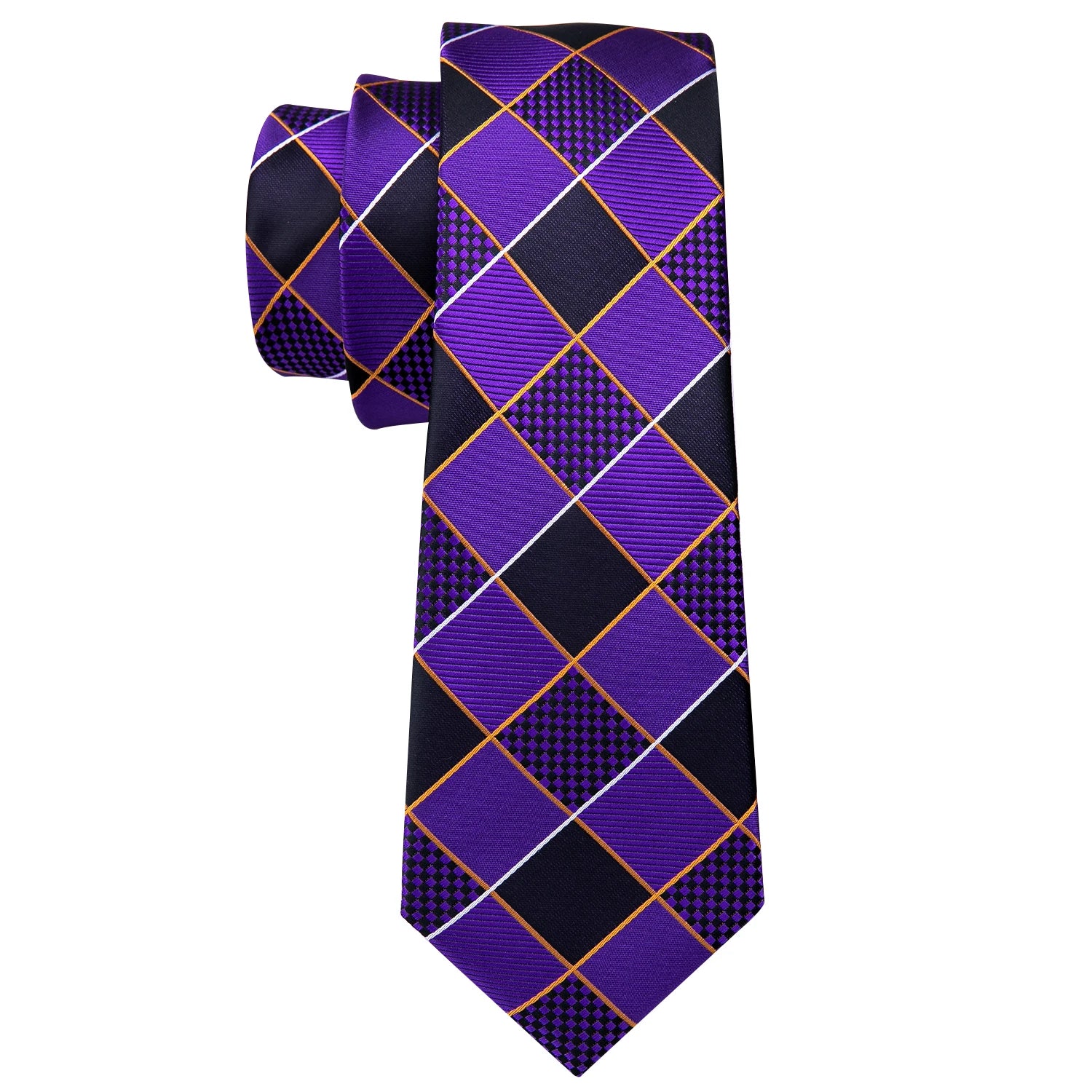 Dark Purple Plaid Tie Set