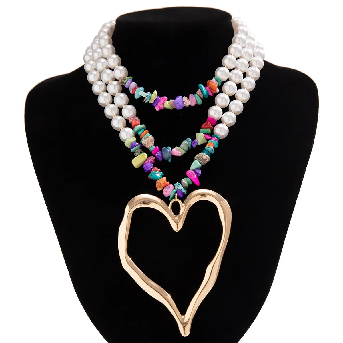Exaggerated Pearl Bead Chain Necklace