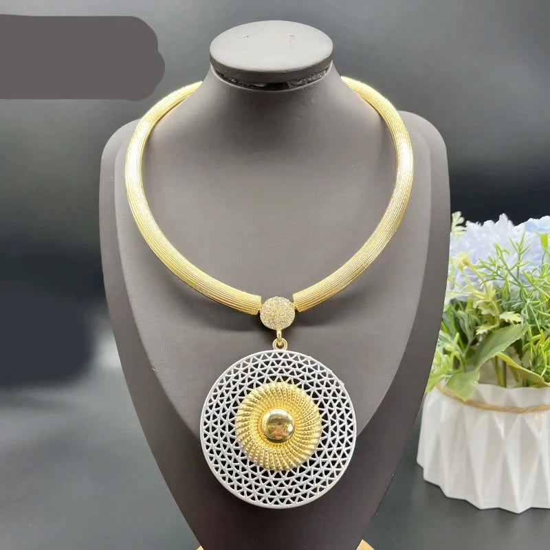 Gold Plated Large Round Jewelry Set