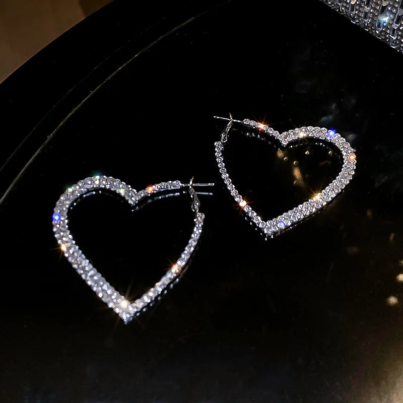 Full Rhinestone Large Hoop Earrings