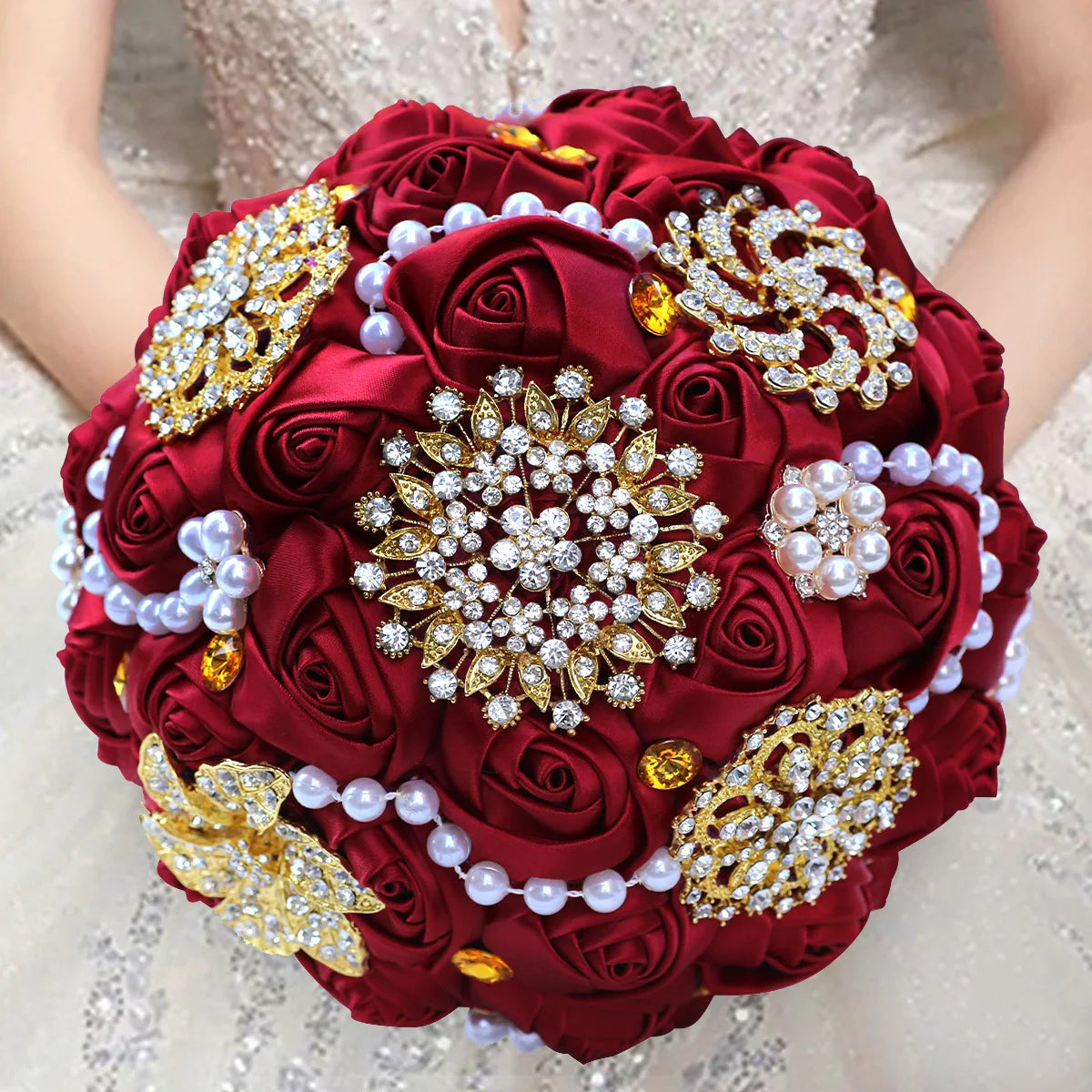 Rhinestone Handmade Bride Bouquet