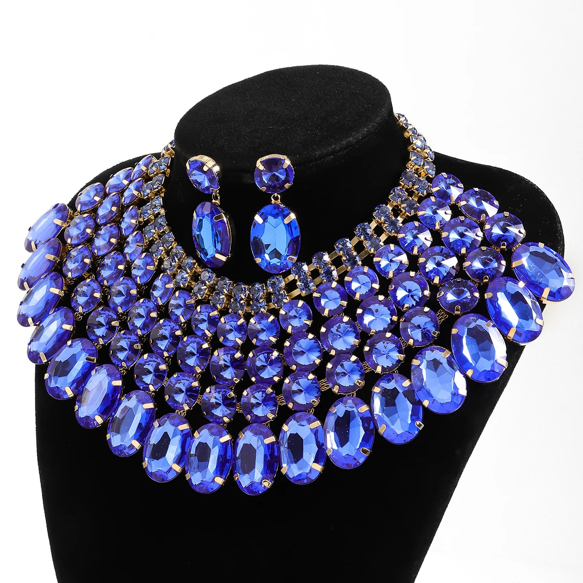 Exaggerated Style Rhinestone Jewelry Set