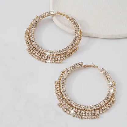 Full Rhinestone Large Hoop Earrings