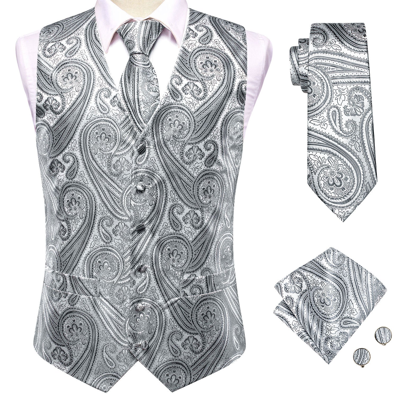 Silk Men's Vests Tie Set