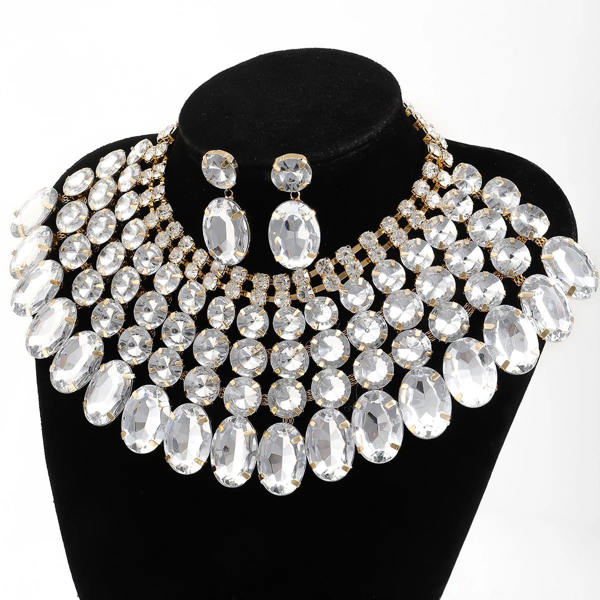 Exaggerated Style Rhinestone Jewelry Set