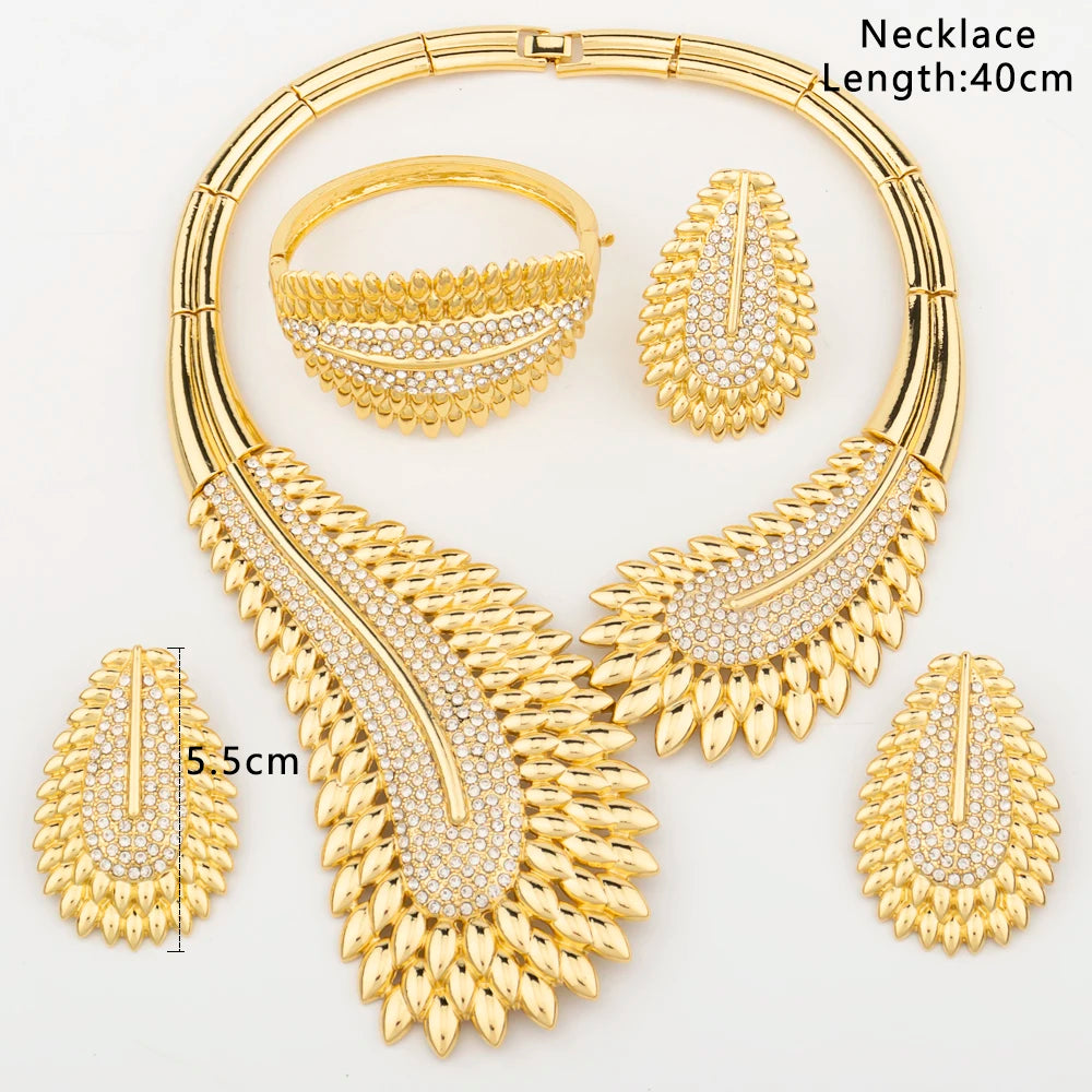 Italy Fashion Gold Color Jewelry Set