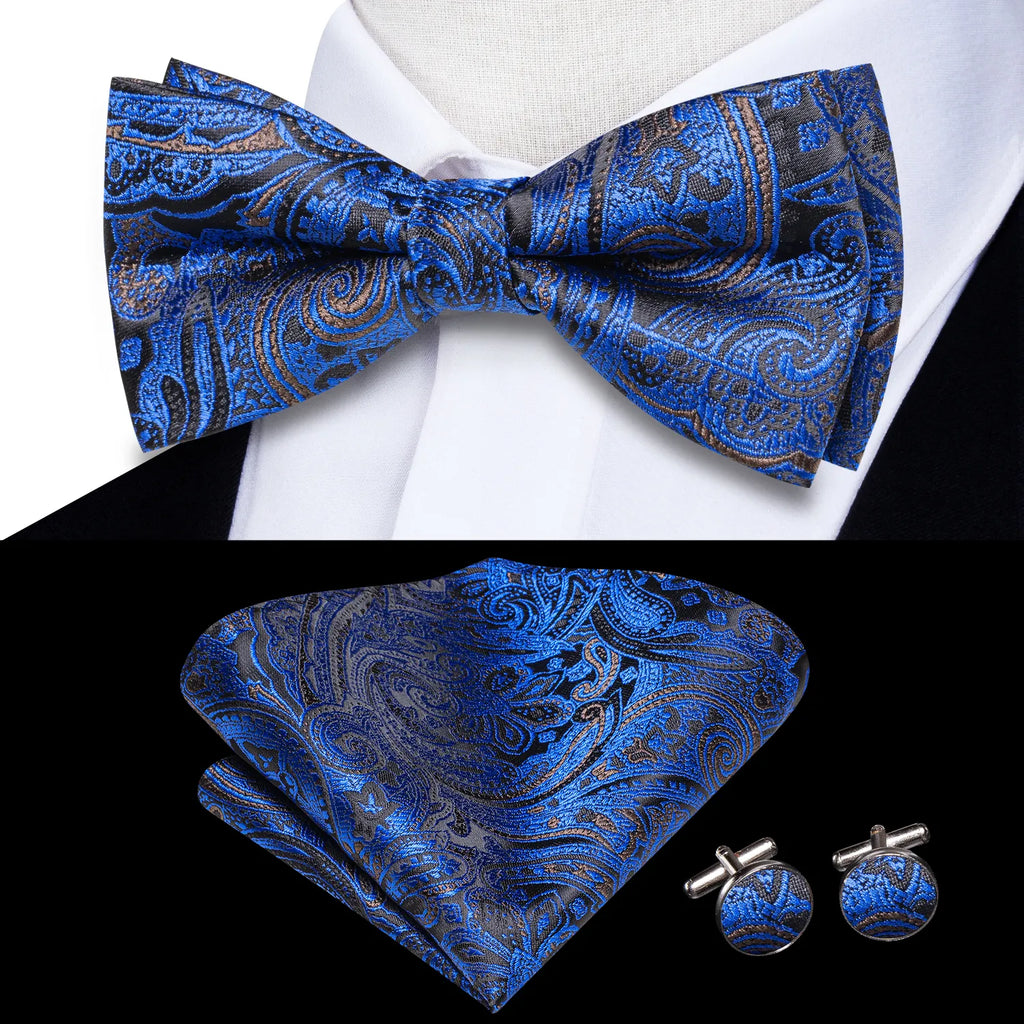 Men's Bowtie Jacquard Bow Tie Set