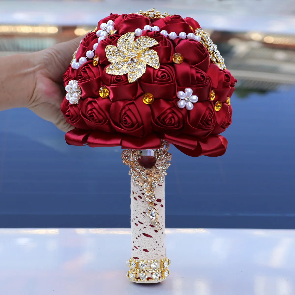 Rhinestone Handmade Bride Bouquet