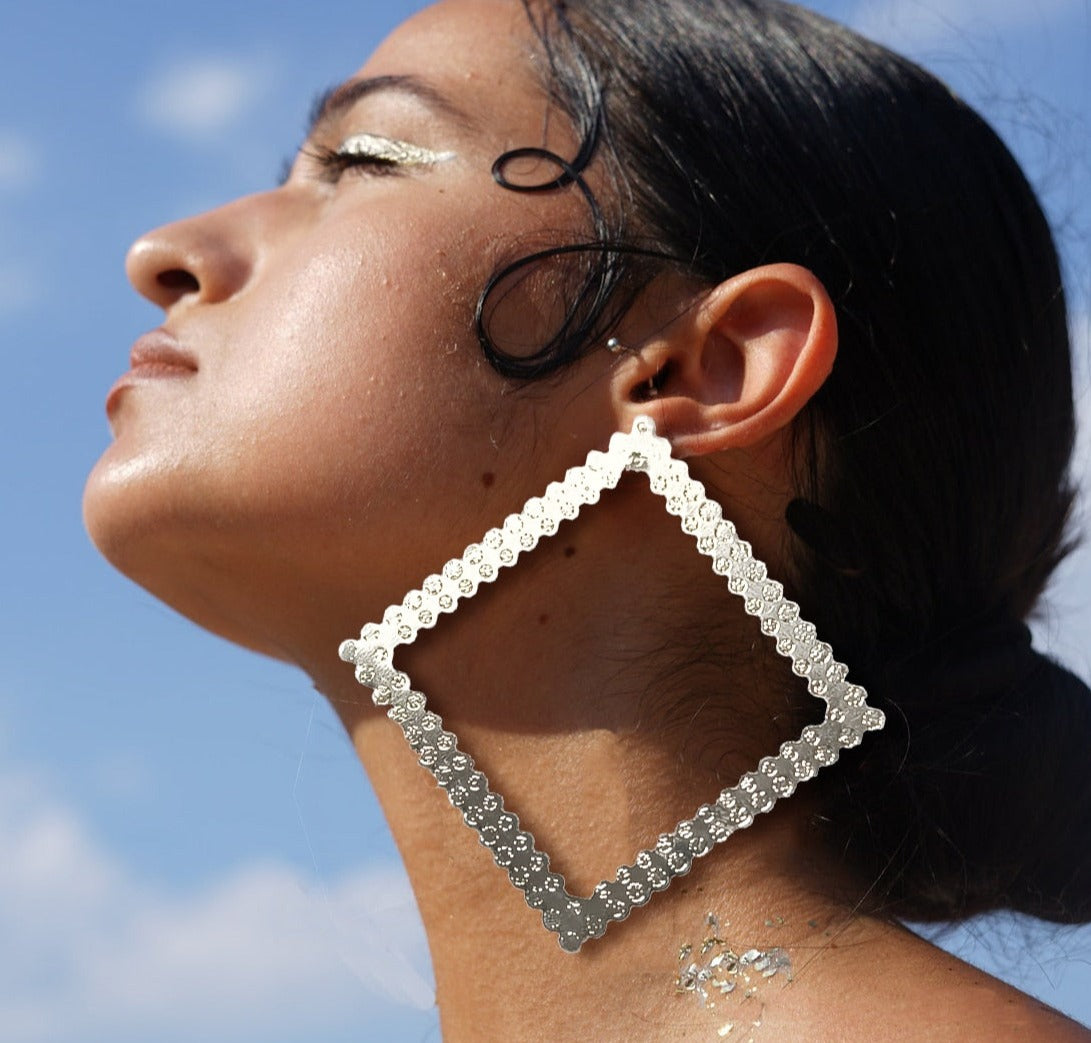 ELECTROPRIME Statement Earrings for Women Large Square Crystal Big Earrings  Rhinestone D U1F1 : Amazon.in: Jewellery