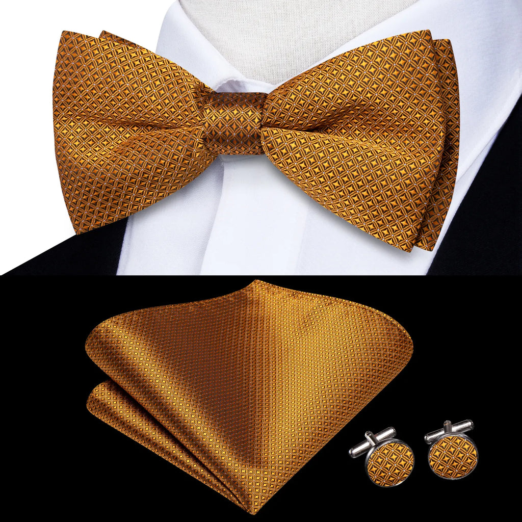Men's Bowtie Jacquard Bow Tie Set