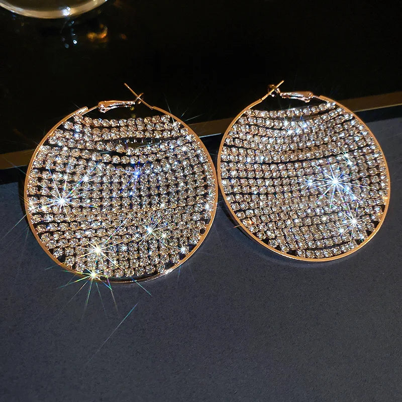 Full Rhinestone Large Hoop Earrings