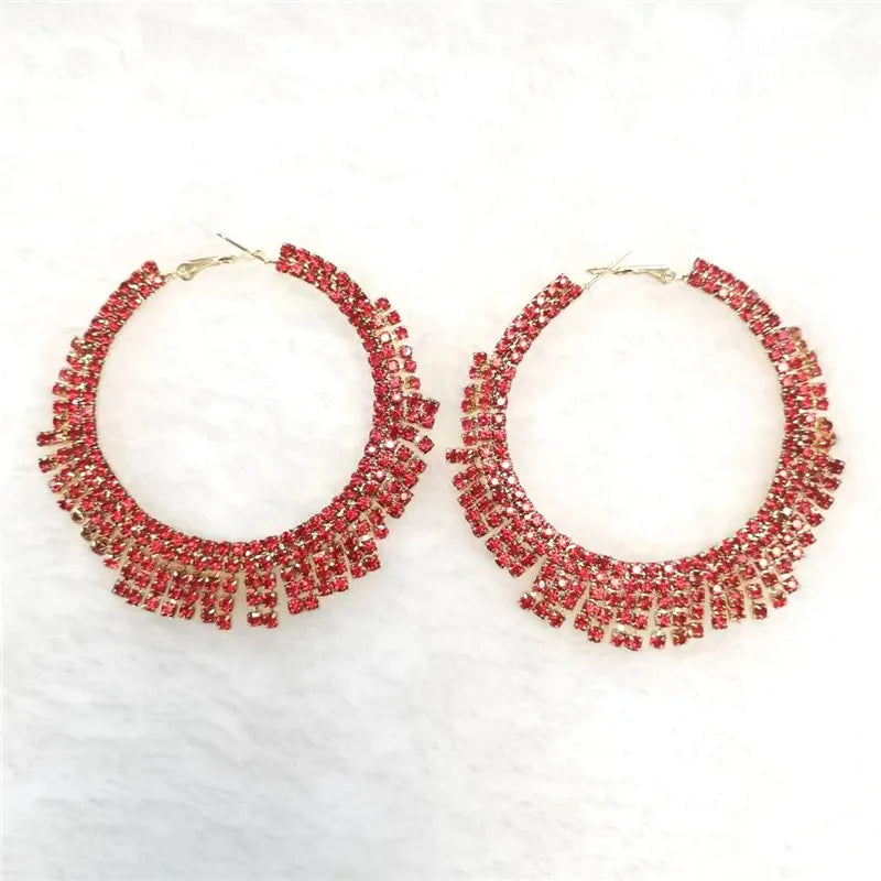 Full Rhinestone Large Hoop Earrings