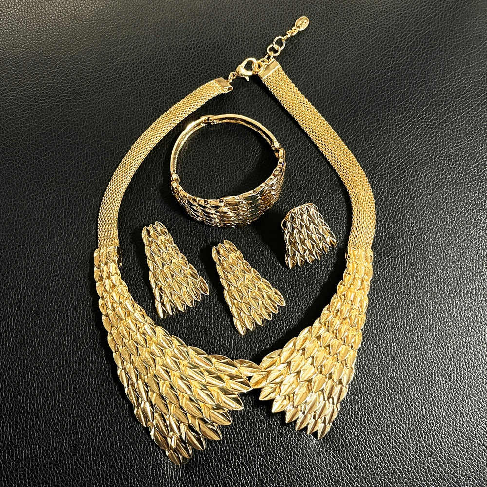 Feather Shaped Pendant Necklace