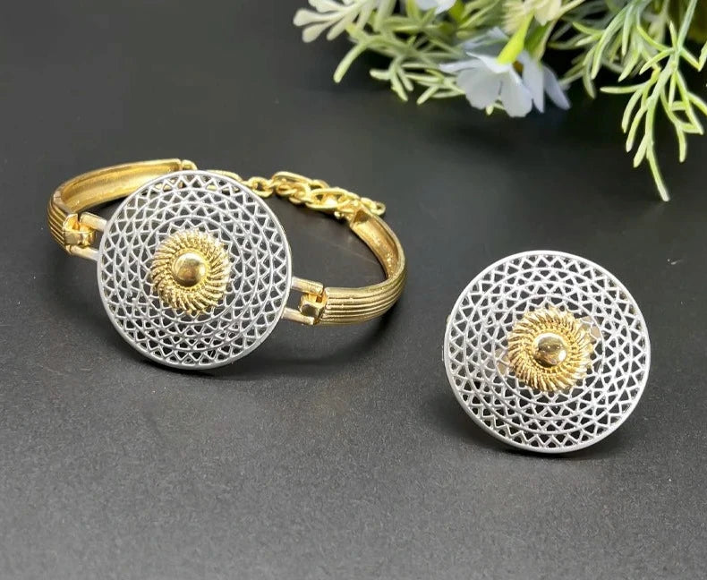 Gold Plated Large Round Jewelry Set