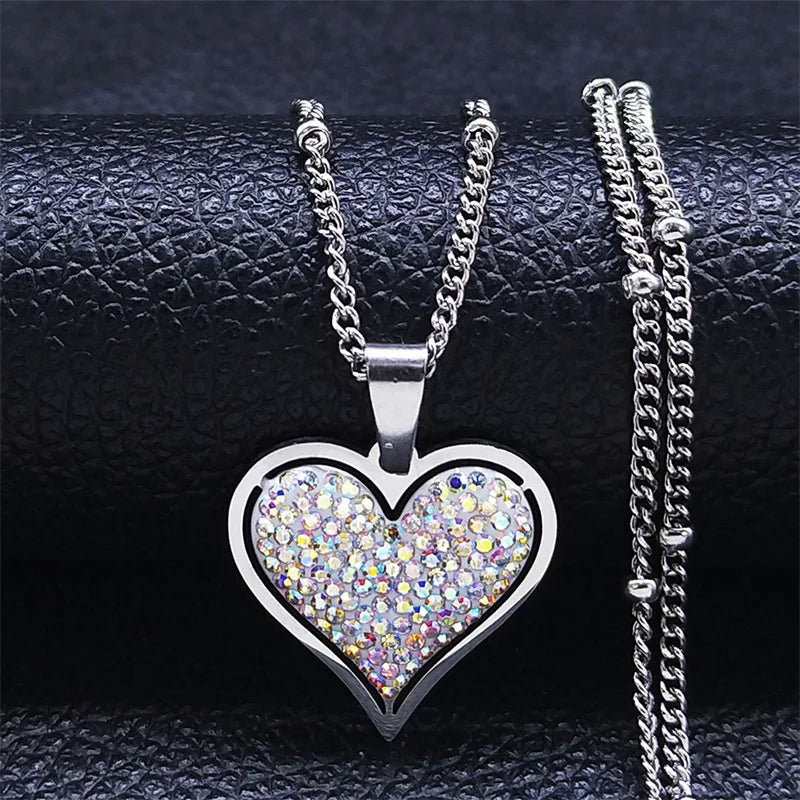 Crystal Heart Pendant Necklace