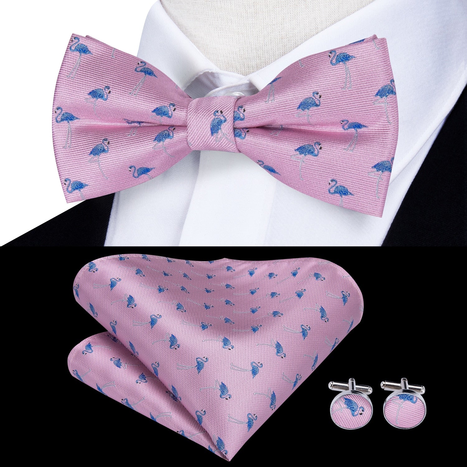 Men's Bowtie Jacquard Bow Tie Set