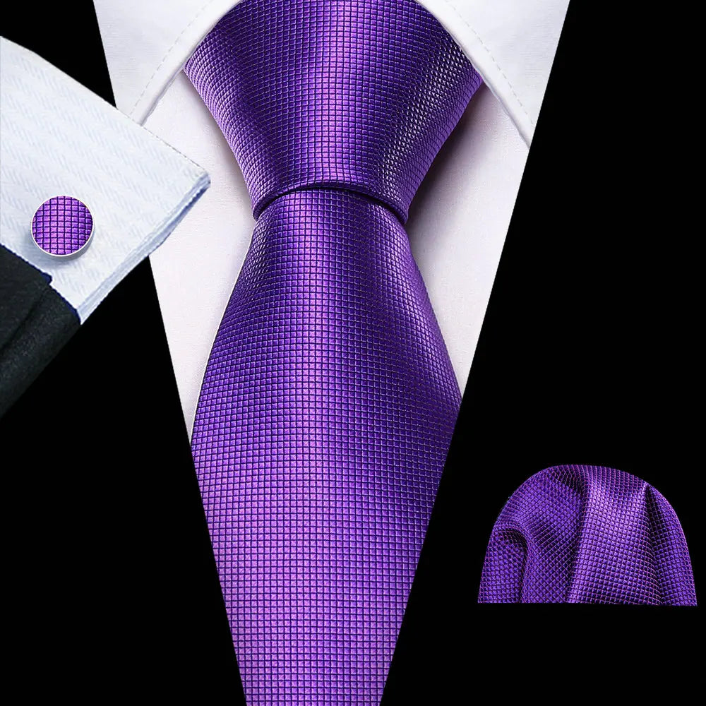 Dark Purple Plaid Tie Set