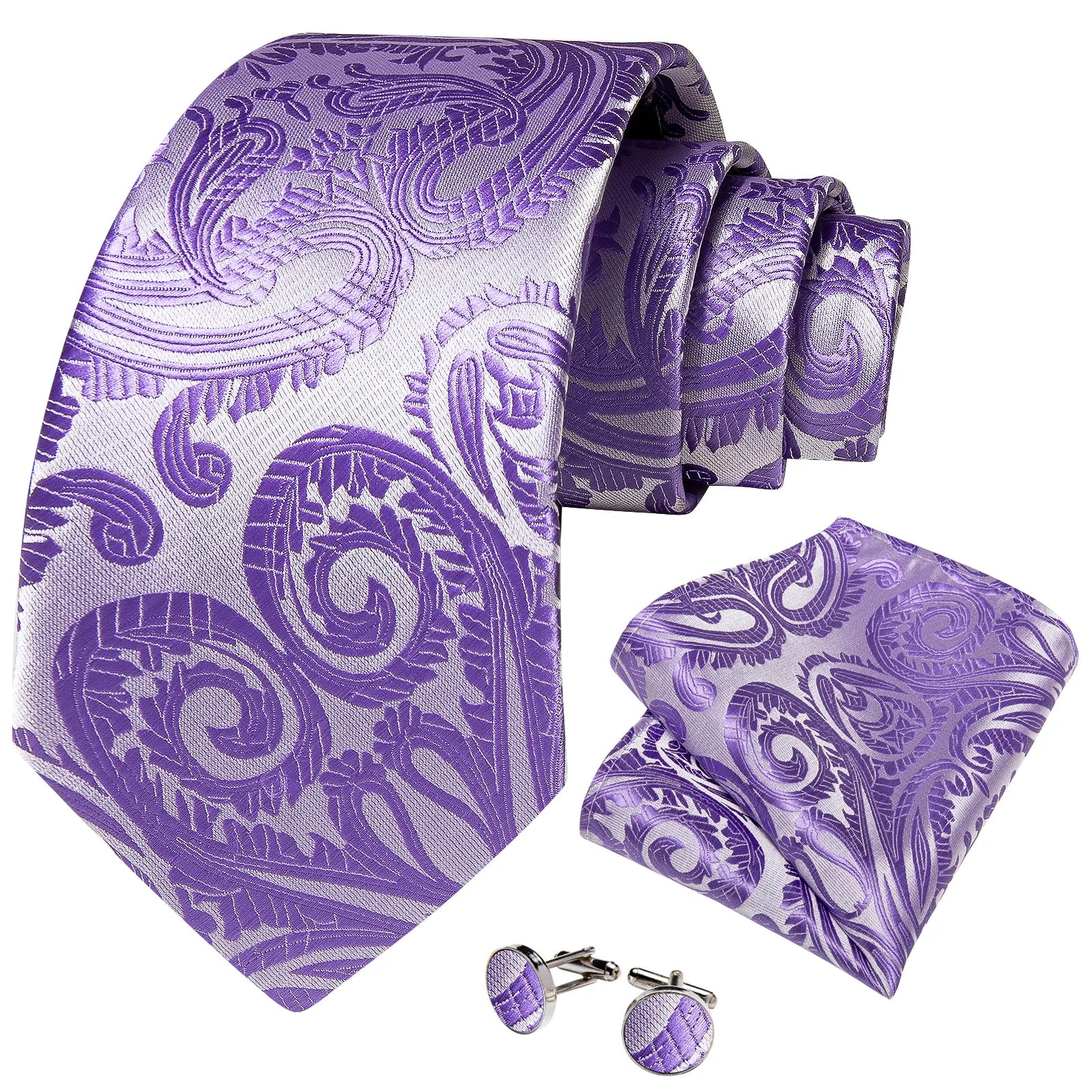 Purple Paisley 8cm Silk Tie Set