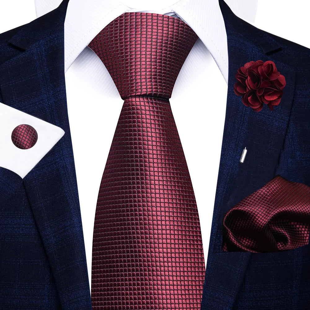 Red Stripe Tie Set for Men Formalwear