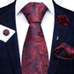 Red Stripe Tie Set for Men Formalwear