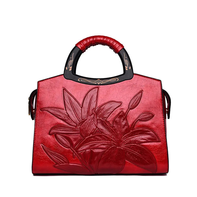 Elegant Embossing Floral Tote Bag
