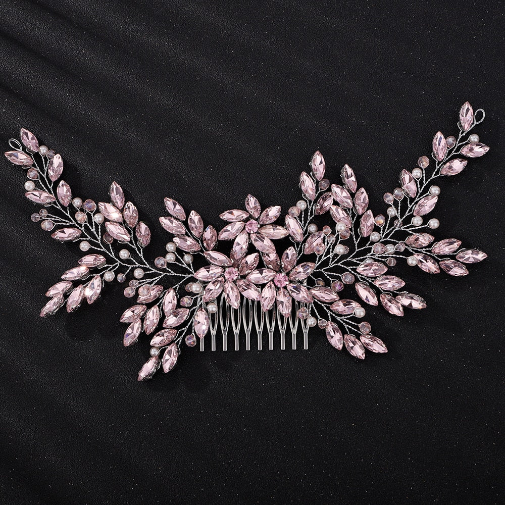 Full Crystal Champagne Headpiece