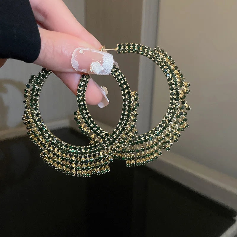 Full Rhinestone Large Hoop Earrings