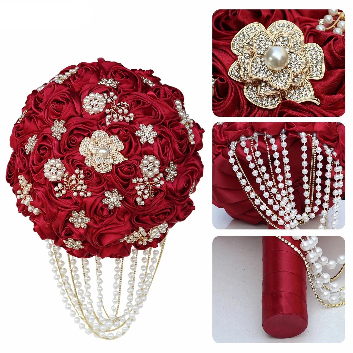 Pearls Ribbon Bridal Bouquets