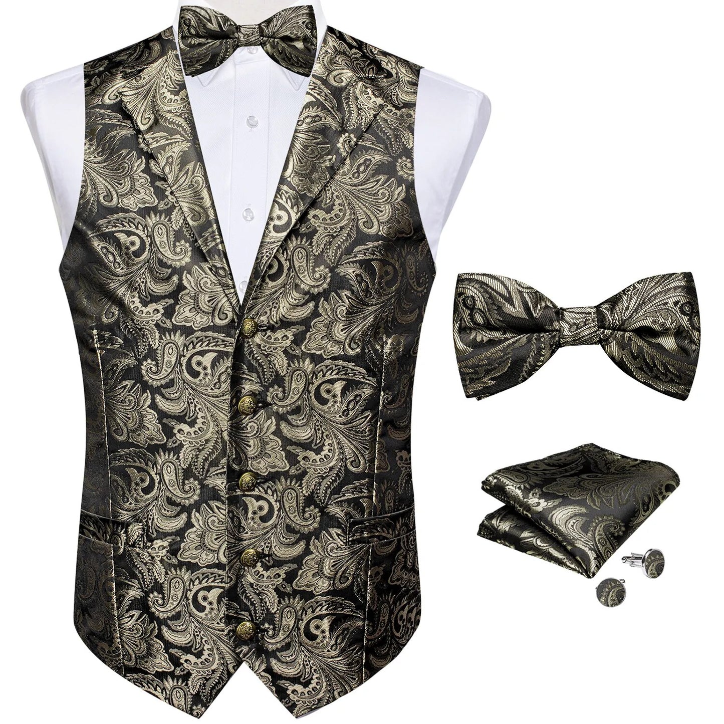 Luxury Paisley Silk Suit Vest