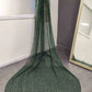 Sequins Pearls Glitter Beaded Green Single Tier 3M Bridal Veil whole view