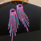 Fashion Rhinestone Long Tassel Earrings